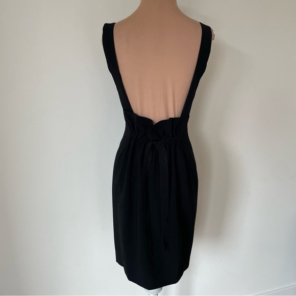 Moschino Vintage 2000s Y2K Square Neck Open Back Black Sheath Mini Dress EUC 4 - Picture 6 of 12